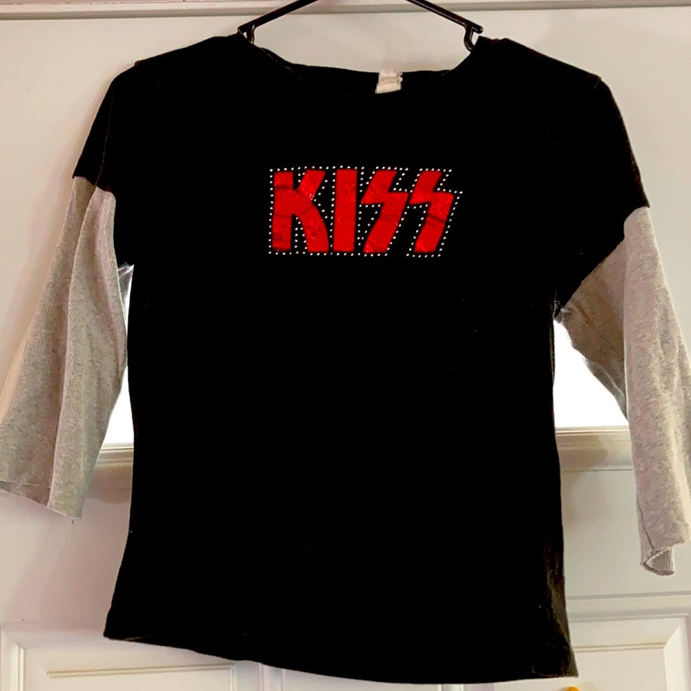 KISS band kids 3/4 sleeve shirt. Kids size L. Rock-N-Roll!